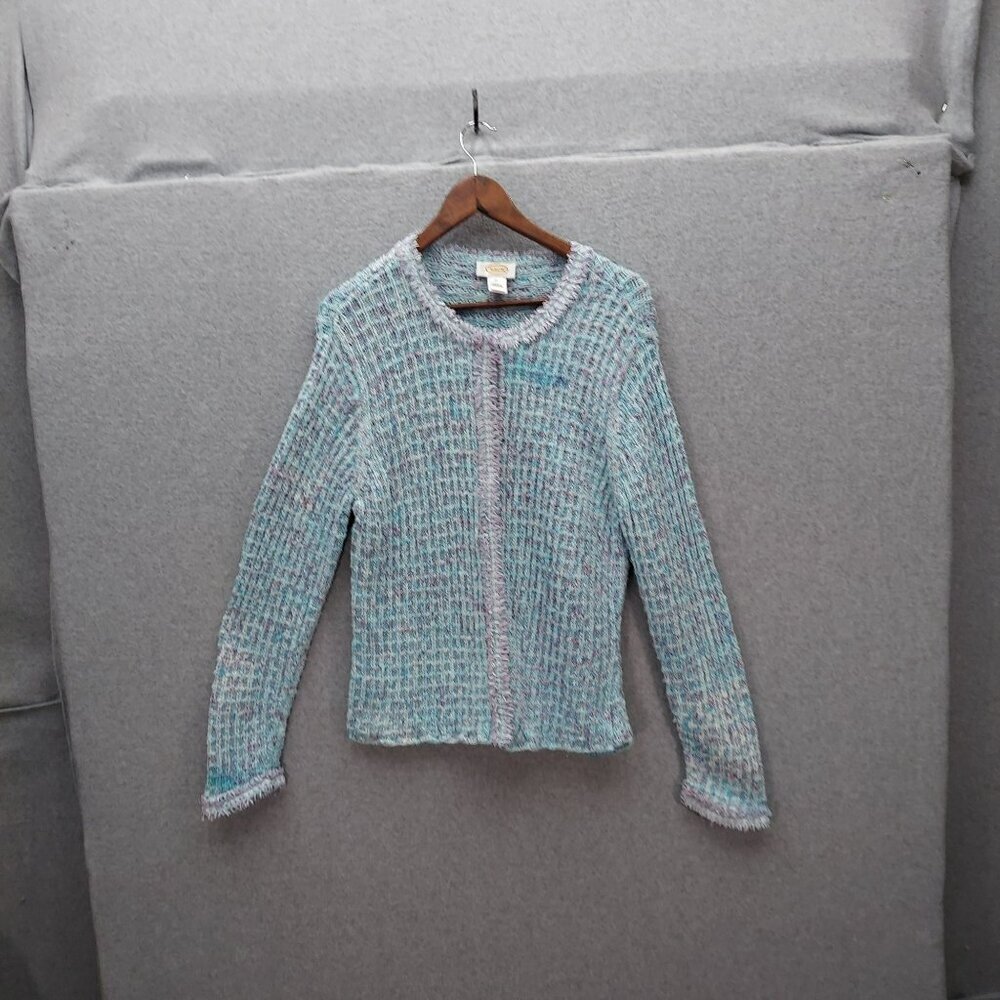 Talbots XL Womens Textured‎ Sweater Blue & Purple Cotton Blend Long Sleeve